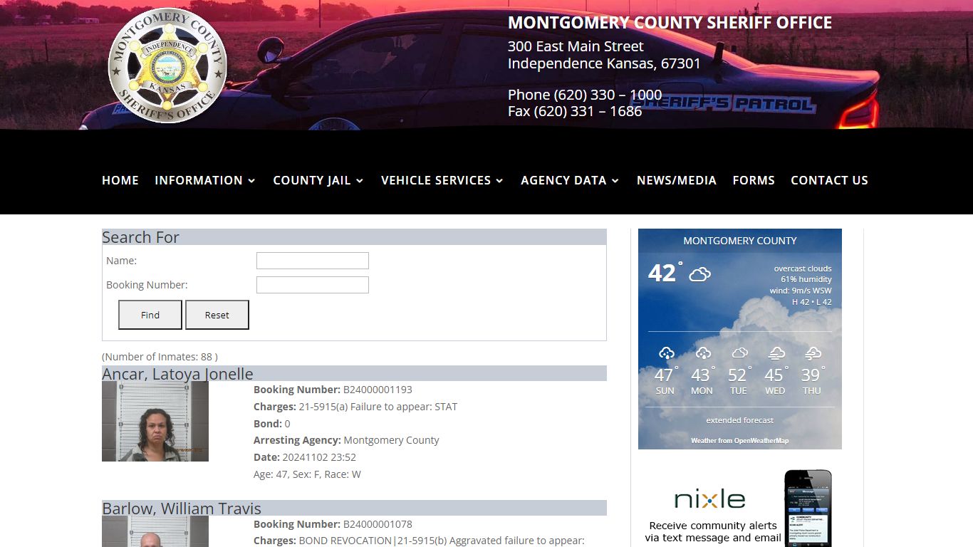 Jail Roster | Montgomery County Sheriff's Office Website