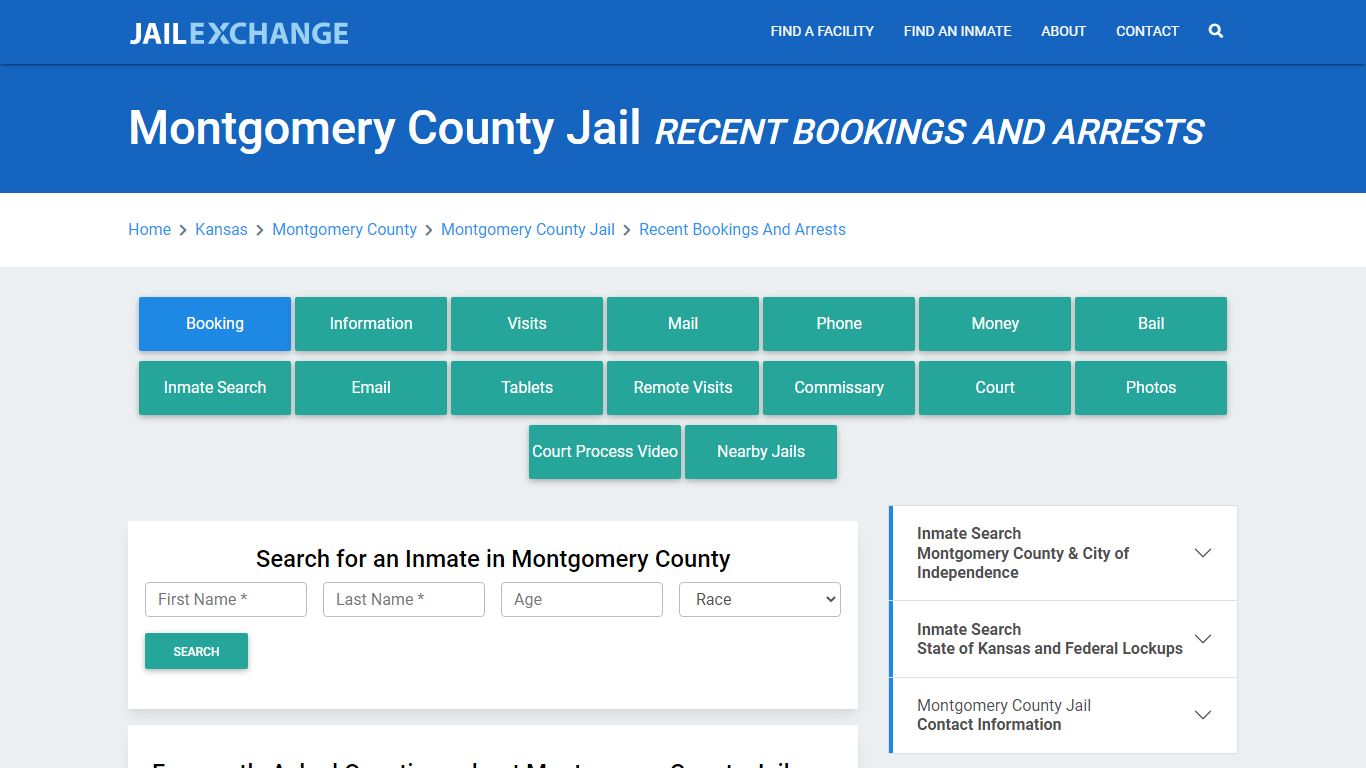 Montgomery County Jail KS Recent Arrests and Bookings